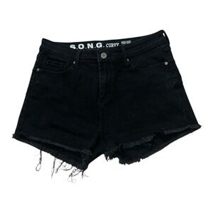 S.O.N.G. Curvy High Rise Black Denim Shorts 9/29
